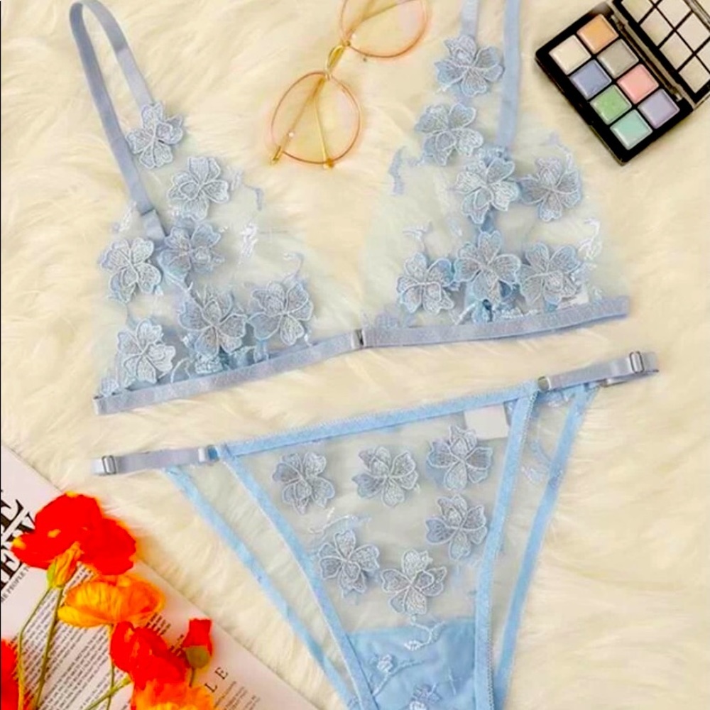 Shein Plus Appliqués Sheer Lingerie Set